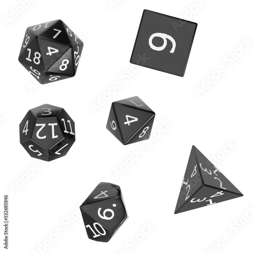 3d rendering illustration of a set of rpg dice photo