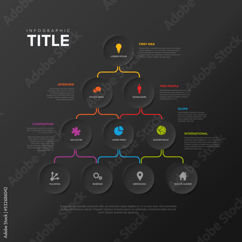 Vector dark Minimalist pyramid hierarchy infographic template
