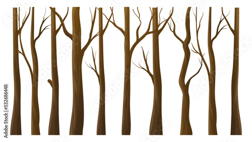 Trees without leaves elements vector illustration