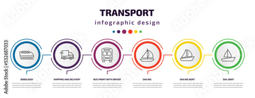 Billede på lærred transport infographic template with icons and 6 step or option