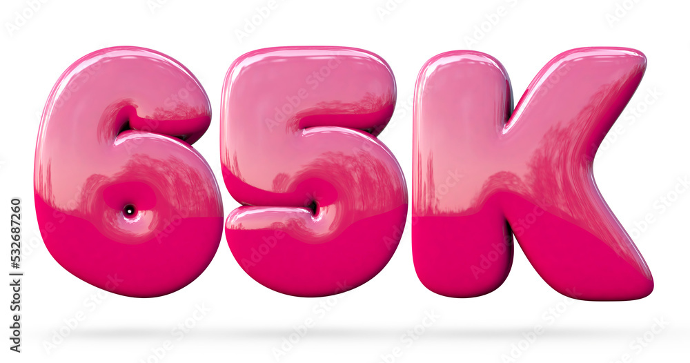 65k 3d isolated on white background. 65k followers, like, subscriber. Glossy Balloon Number. 3D render of bubble Number. Air balloon number 3d. 3D rendering 65k 3d isolated on white background. 65k followers, like, subscriber. Glossy Balloon Number. 3D render of bubble Number. Air balloon number 3d. 3D rendering