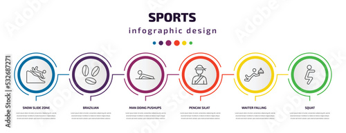 Fotografija sports infographic template with icons and 6 step or option