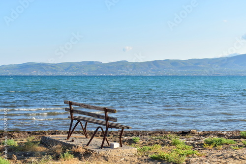 bench on the coast of the sea