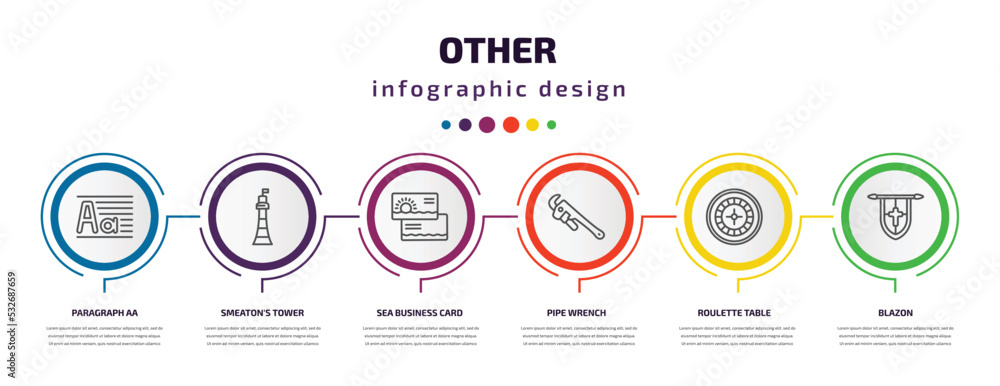 other infographic template with icons and 6 step or option. other icons such as paragraph aa, smeaton's tower, sea business card, pipe wrench, roulette table, blazon vector. can be used for banner, other infographic template with icons and 6 step or option. other icons such as paragraph aa, smeaton's tower, sea business card, pipe wrench, roulette table, blazon vector. can be used for banner,