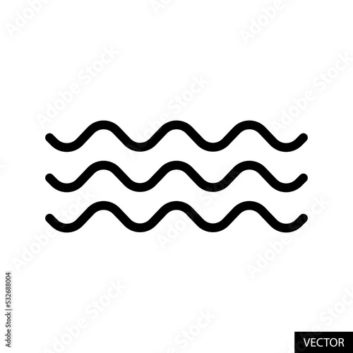 Wave vector icon in line style design for website design, app, UI, isolated on white background. Water waves symbol. Editable stroke. Vector illustration.