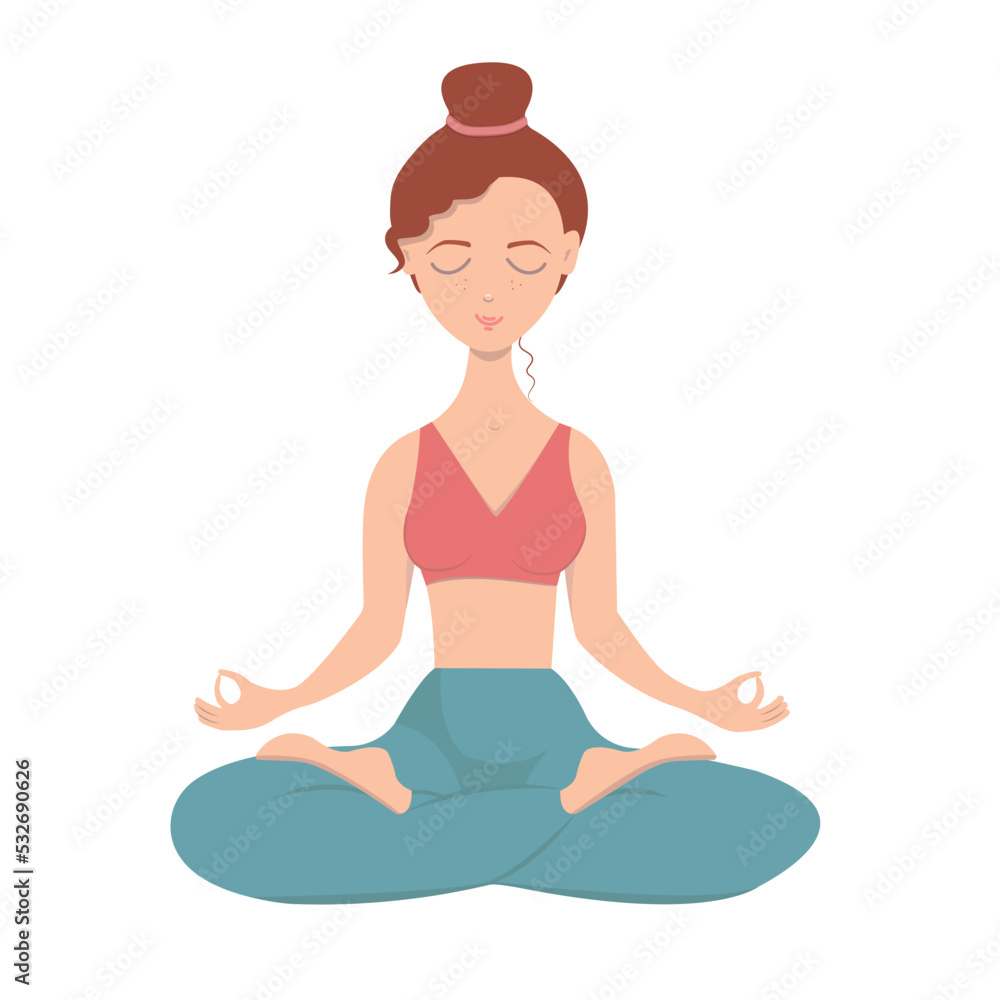 Beautiful girl during the meditation , isolated picture