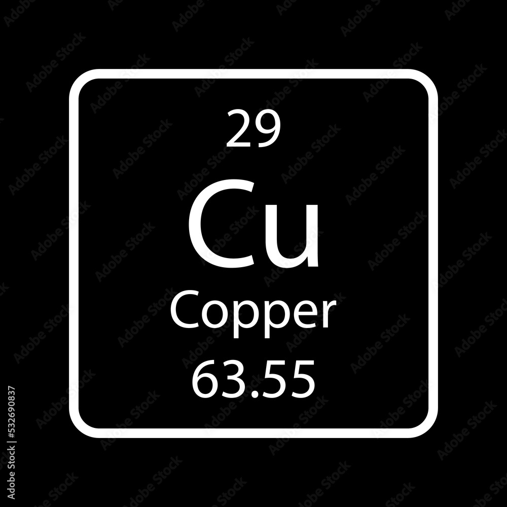 Copper symbol. Chemical element of the periodic table. Vector illustration. Copper symbol. Chemical element of the periodic table. Vector illustration.
