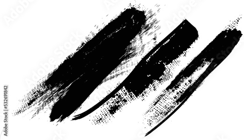 Grunge Paint stripe . Vector brush Stroke- Modern Textured shape . Dry border in Black