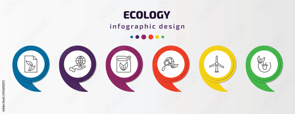 ecology infographic template with icons and 6 step or option. ecology icons such as eco paper, globe on hand, bio fuel, ecologism, wind mill, green energy vector. can be used for banner, info graph, ecology infographic template with icons and 6 step or option. ecology icons such as eco paper, globe on hand, bio fuel, ecologism, wind mill, green energy vector. can be used for banner, info graph,