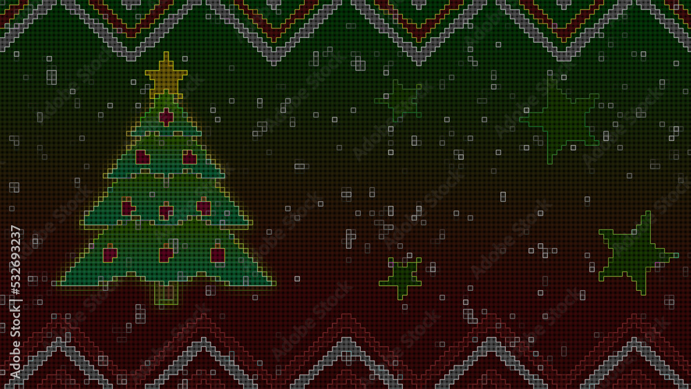 Christmas Tree Pixel Art 8 Bit Retro Copy Space Still Christmas Tree Pixel Art 8 Bit Retro Copy Space Still