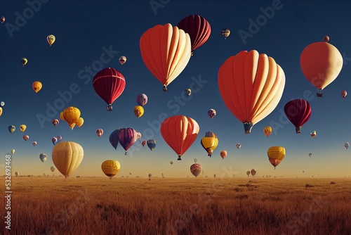 illustration of hot air balloons in the sky