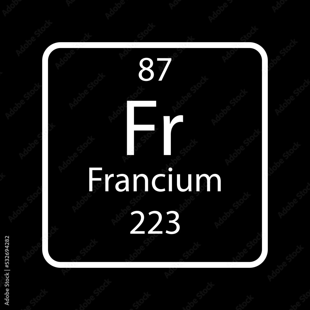 Francium symbol. Chemical element of the periodic table. Vector illustration.