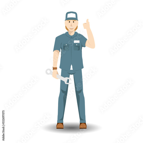Cartoon vector illustration, Home appliance repair technician service.