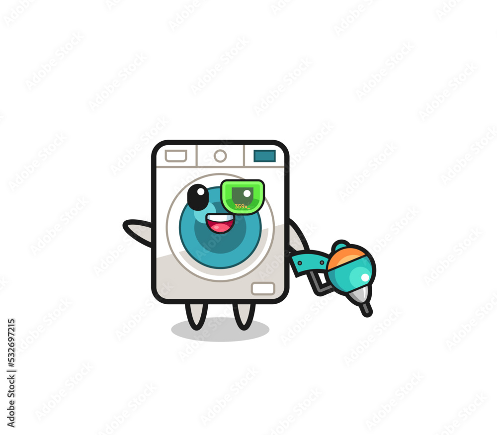 washing machine cartoon as future warrior mascot