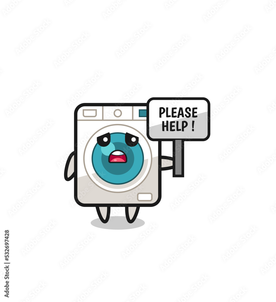 cute washing machine hold the please help banner