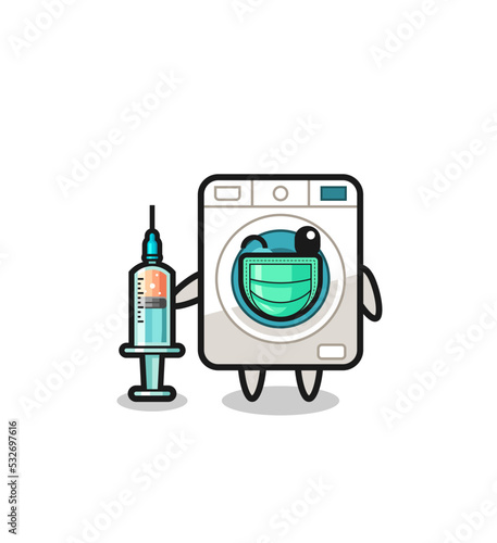 washing machine mascot as vaccinator