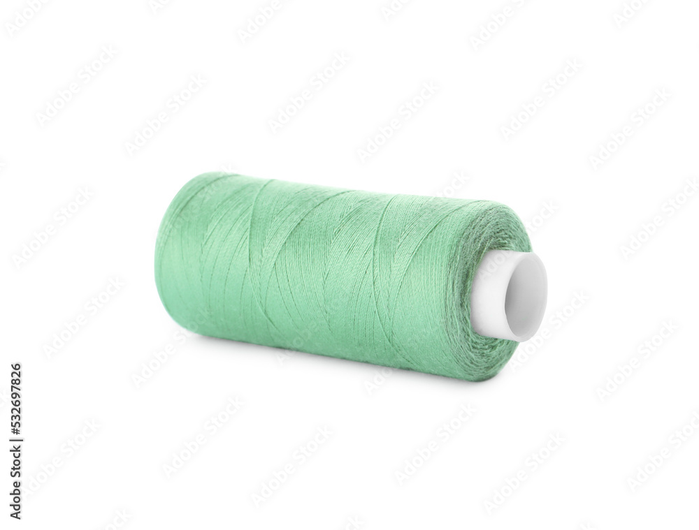Spool of light green sewing thread isolated on white Spool of light green sewing thread isolated on white