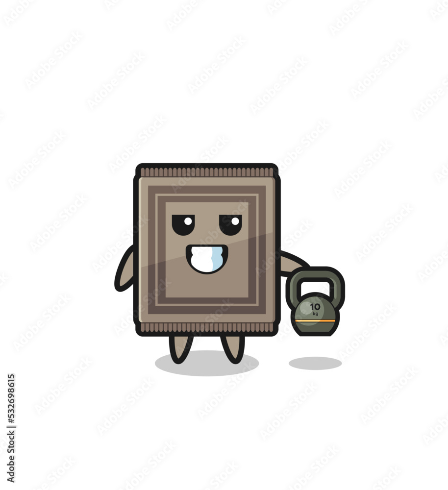carpet mascot lifting kettlebell in the gym carpet mascot lifting kettlebell in the gym