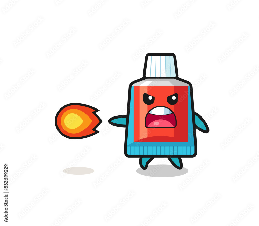 cute toothpaste mascot is shooting fire power cute toothpaste mascot is shooting fire power