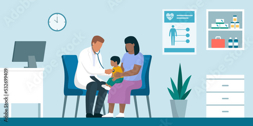 Professional pediatrician checking a child