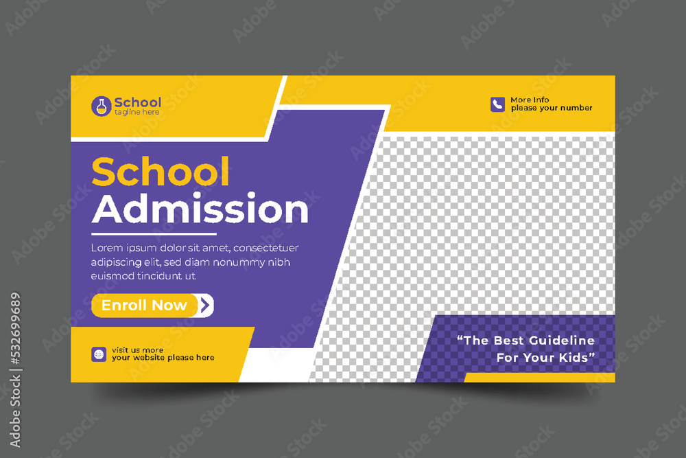 Obraz premium School education admission web banner social media post & back to school template and web banner