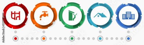 Home service concept vector icon set, building infographic template, construction web buttons collection