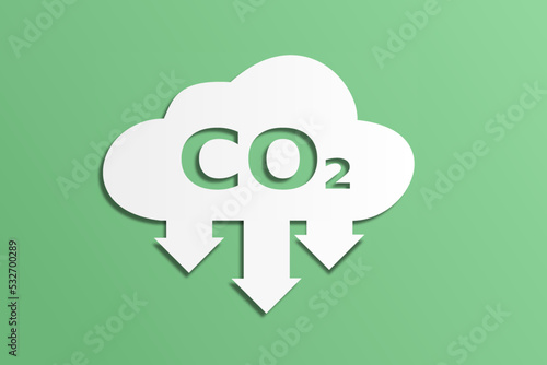 vector graphic of co2 reduction concept with cloud and arrows downward