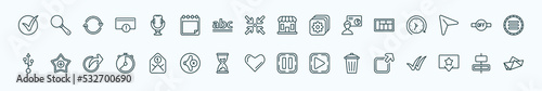 special lineal user interface icons set. outline icons such as correct, voice recording, store, layout, desactivate, favourite, envelope, minimal, eliminar, favorites button, horizontal alignment