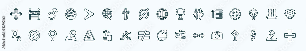 special lineal signs icons set. outline icons such as addition, is greater than, world grid, align, heat, no, fire hazard, is not equal to, infinity, electric current, maps and location line icons. special lineal signs icons set. outline icons such as addition, is greater than, world grid, align, heat, no, fire hazard, is not equal to, infinity, electric current, maps and location line icons.