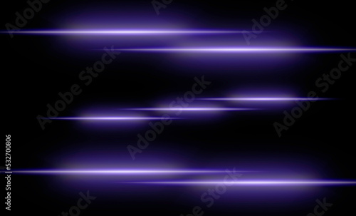 Blue laser stripes illustration on black background. A soft blue neon glow glows. Modern style. Futuristic. Abstract background of speed.