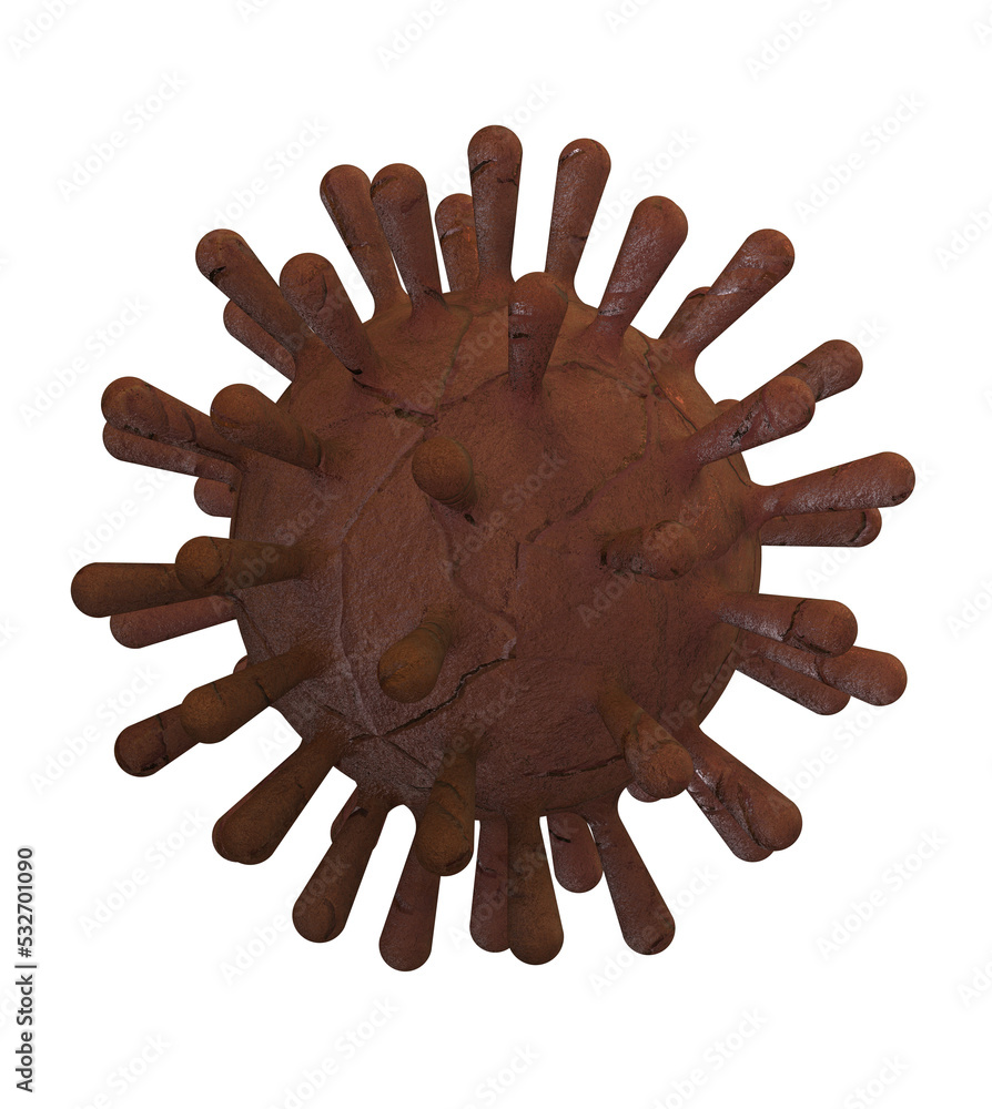Obraz premium brown rusty textured virus sphere isolated 3D illustration