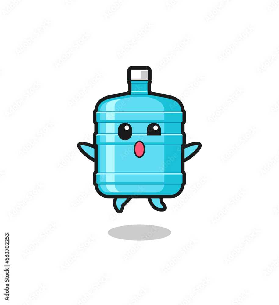 gallon water bottle character is jumping gesture