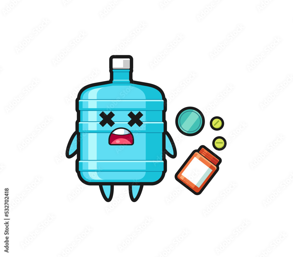 illustration of overdose gallon water bottle character illustration of overdose gallon water bottle character