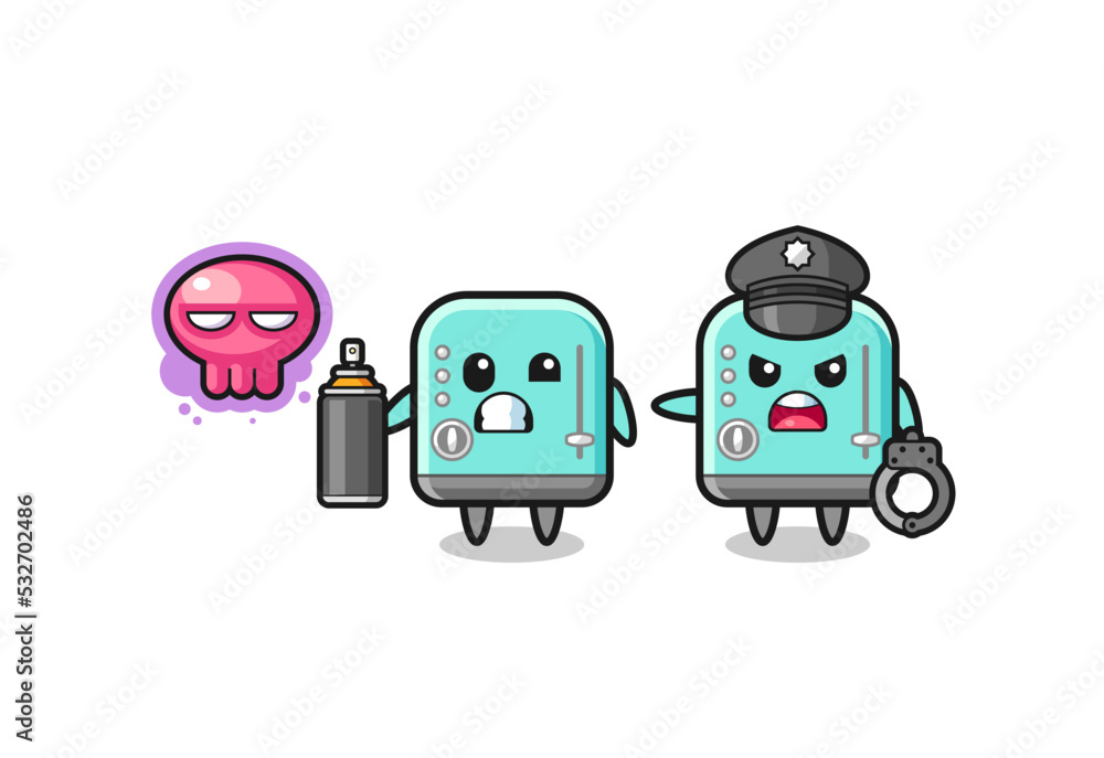 toaster cartoon doing vandalism and caught by the police toaster cartoon doing vandalism and caught by the police