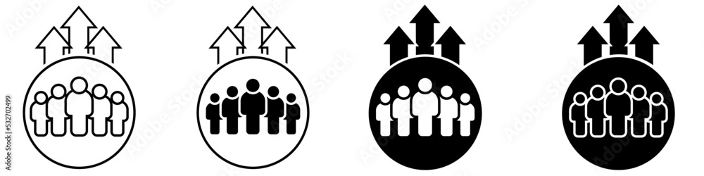 Team growth icon vector set. development illustration sign collection. audience symbol. customer logo. Team growth icon vector set. development illustration sign collection. audience symbol. customer logo.