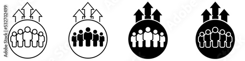 Team growth icon vector set. development illustration sign collection. audience symbol. customer logo.