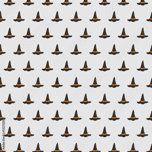 Concept of Halloween pattern with hat for witches. 3d illustration.