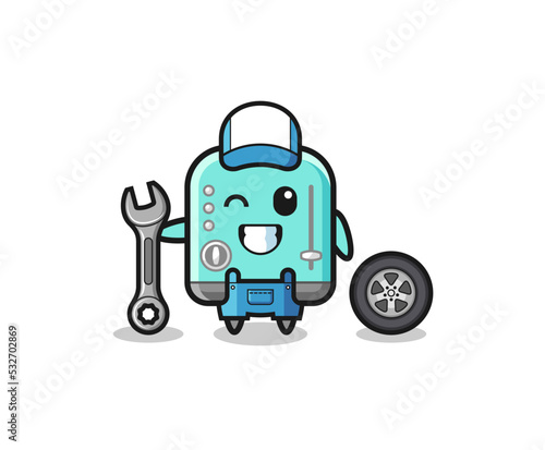 the toaster character as a mechanic mascot