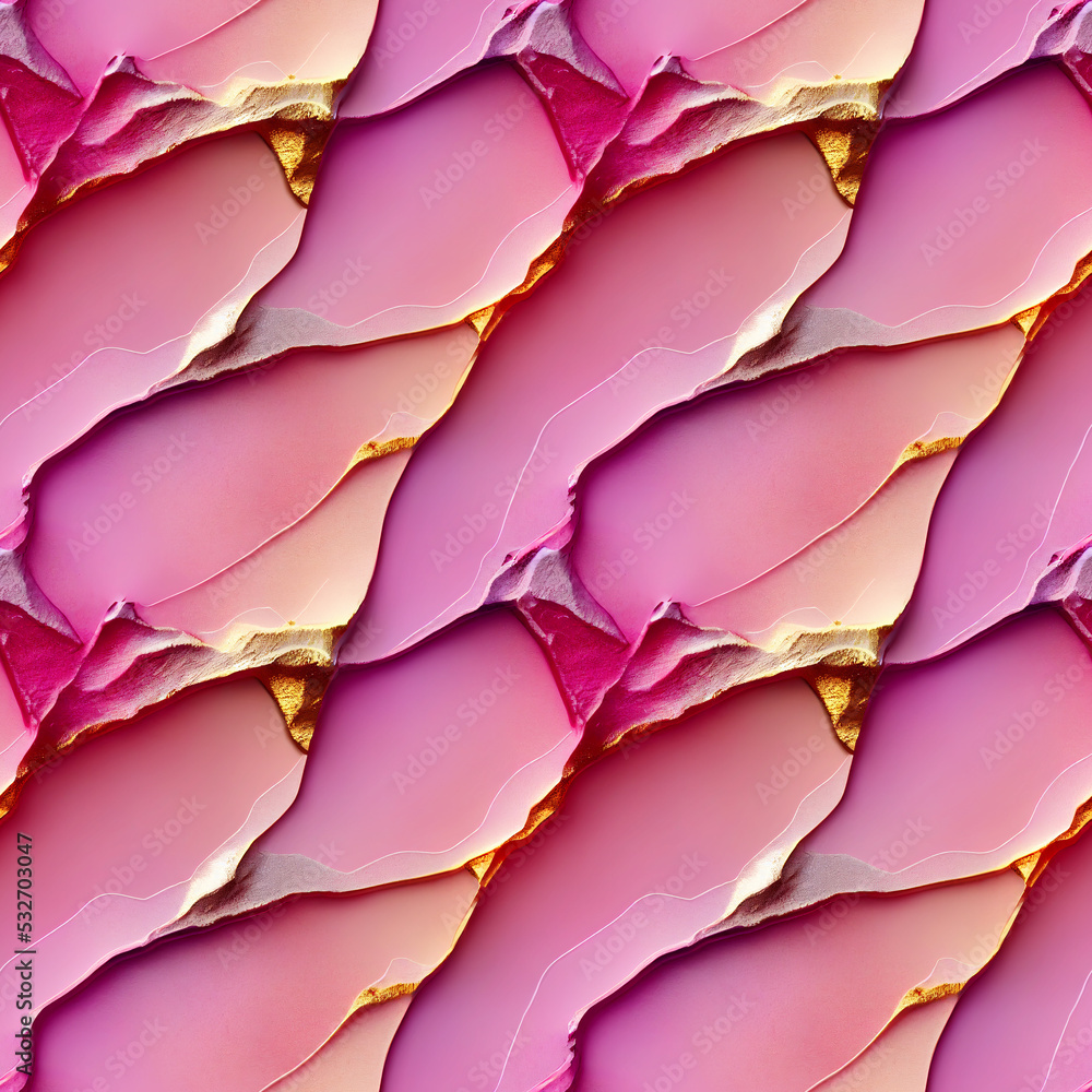 custom made wallpaper toronto digital3D rendered seamless pattern illustration. Alcohol ink art with pink and gold.