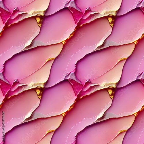 Wallpaper Mural 3D rendered seamless pattern illustration. Alcohol ink art with pink and gold. Torontodigital.ca