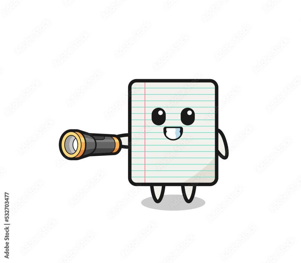 paper mascot holding flashlight paper mascot holding flashlight