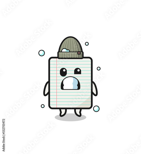 cute cartoon paper with shivering expression