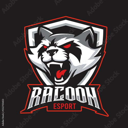 racoon mascot gaming logo illustration