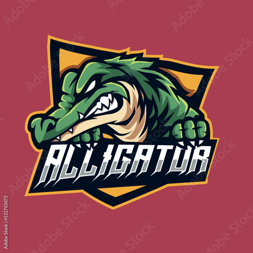 alligator angry mascot gaming logo sport illustration