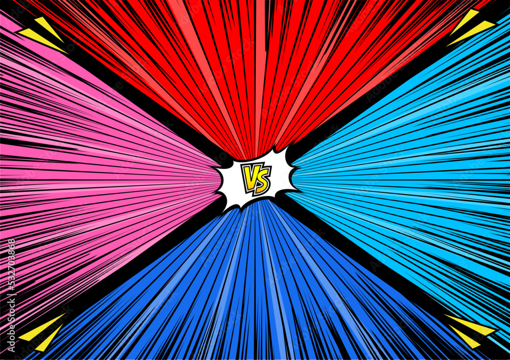 Cartoon comic background with VS elements. Retro Pop Art style Fight versus vector illustration.	