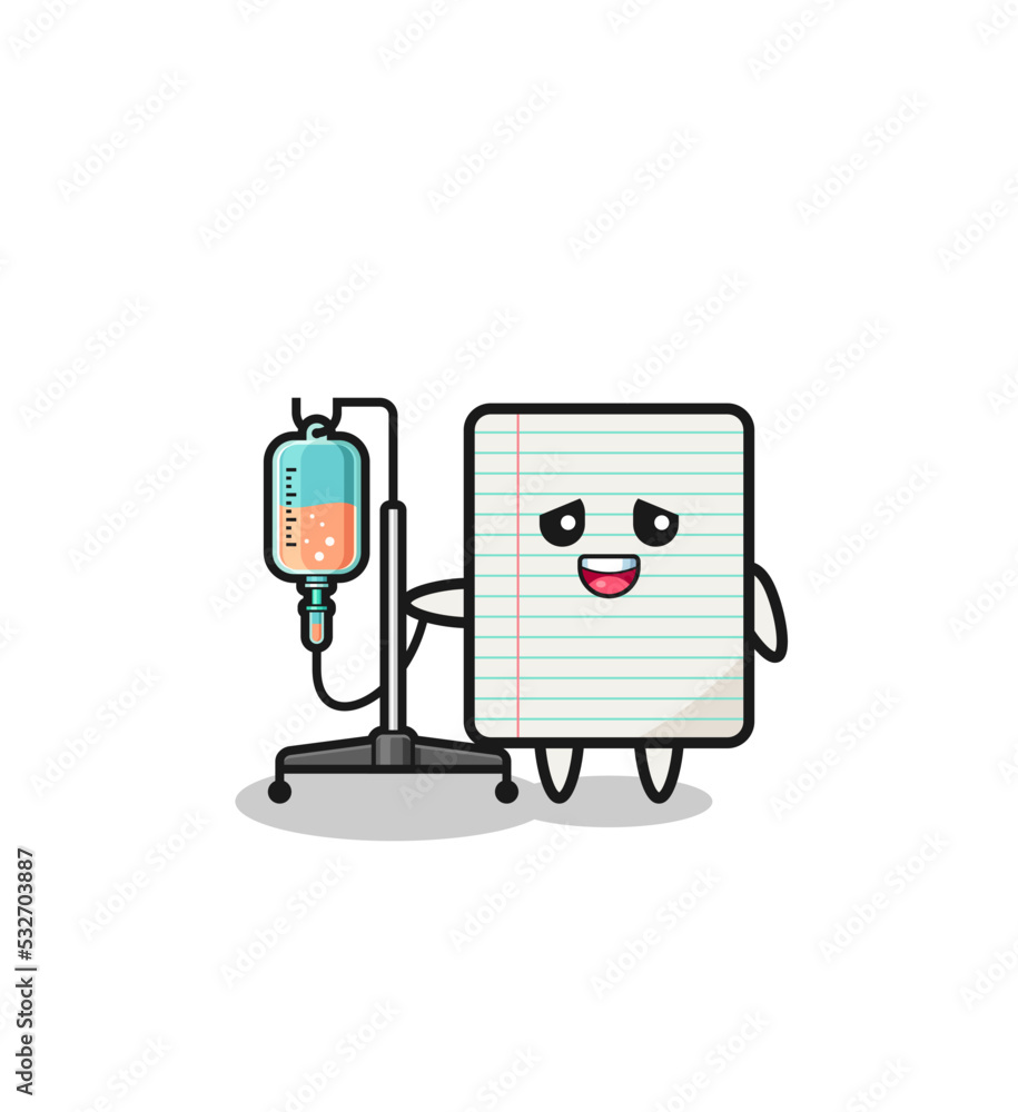 cute paper character standing with infusion pole cute paper character standing with infusion pole