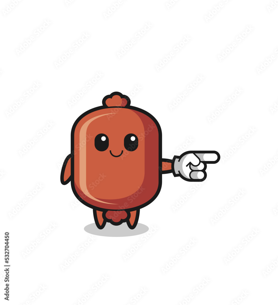 sausage mascot with pointing right gesture sausage mascot with pointing right gesture