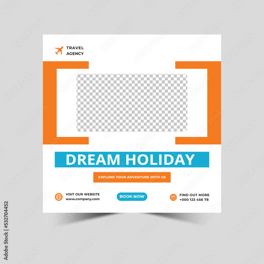 Obraz premium Travel agency social media instagram post or social media web banner Premium Vector