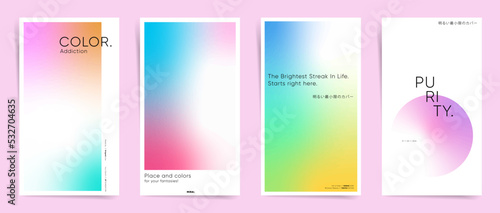 Minimal colorful abstract story posts set. Modern geometric covers design. Clean Corporate Business background. Vector mesh duotone gradients. 
