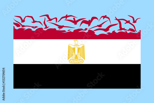 Egypt flag with freedom concept, Egypt flag transforming into flying birds vector